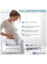 Baby gender prediction kit with illustrated step instructions and included testing tools