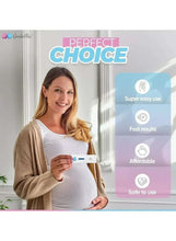 Baby gender prediction kit held by expectant parent; fast, safe use shown