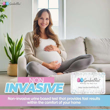 Pregnant woman with GenderBliss baby gender prediction kit on her lap