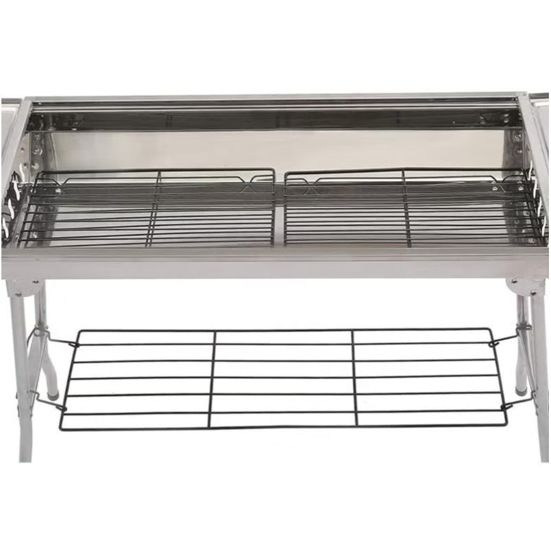 Huitich charcoal grill with spacious cooking grate and lower storage rack for outdoor BBQ using 10 piece BBQ tool set for grilling