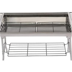 Huitich charcoal grill with spacious cooking grate and lower storage rack for outdoor BBQ using 10 piece BBQ tool set for grilling