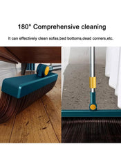 Huitich 3-in-1 broom and dustpan set with 180 degree flexible head for cleaning corners and under furniture