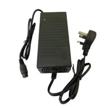 Electric scooter battery charger, black, with cables and plug