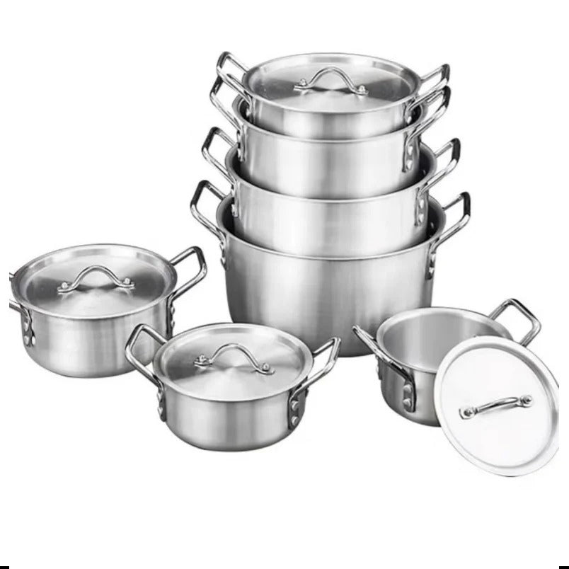 Huitich aluminum cookware 7-piece cooking set for home with stainless steel lids and handles