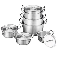 Huitich aluminum cookware 7-piece cooking set for home with stainless steel lids and handles