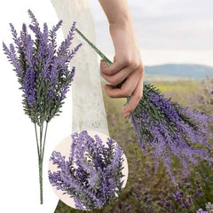 Huitich artificial lavender flowers decor bouquet held by hand with detailed purple floral stems