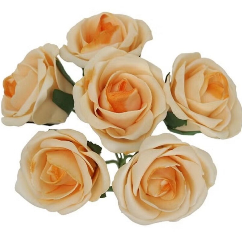 Huitich artificial pink rose bouquet with six realistic soft peach pink flower heads