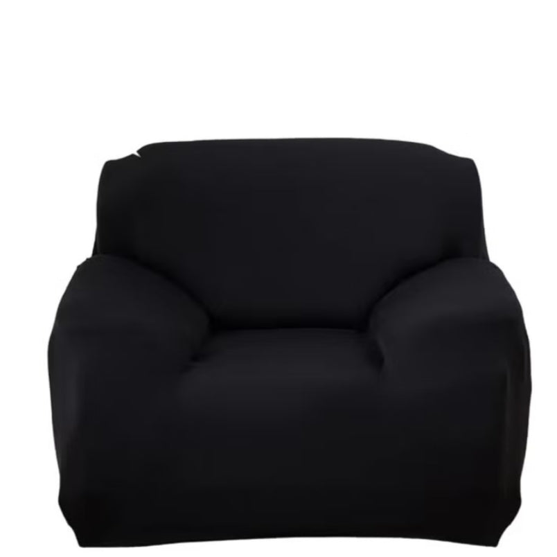 Huitich black elastic sofa cover fitted on single seat sofa slipcover for protection and style