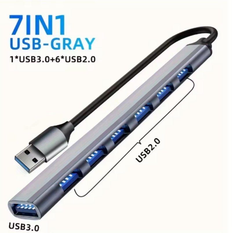 Huitich 7-in-1 USB extender with one USB 3.0 and six USB 2.0 ports dual interface USB hub for laptop