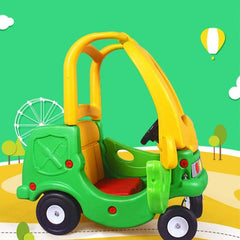 Huitich four wheeled infant walker toy designed as a colorful green and yellow car for toddlers