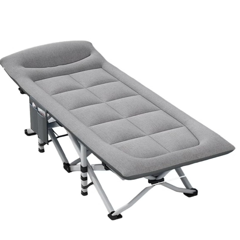 Huitich gray folding camping cot with cushioned surface and sturdy metal frame for outdoor use