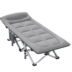 Huitich gray folding camping cot with cushioned surface and sturdy metal frame for outdoor use