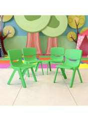 Huitich lightweight playroom chair for kids in bright green plastic set of four in colorful playroom