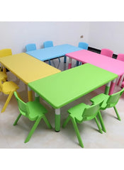 Huitich colorful lightweight playroom chair for kids paired with matching tables in yellow blue pink and green