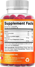 Magnesium citrate gummies bottle showing Supplement Facts and magnesium per serving