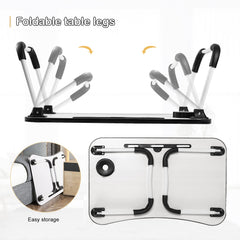 Portable laptop desk for bed with foldable legs for easy storage and compact design