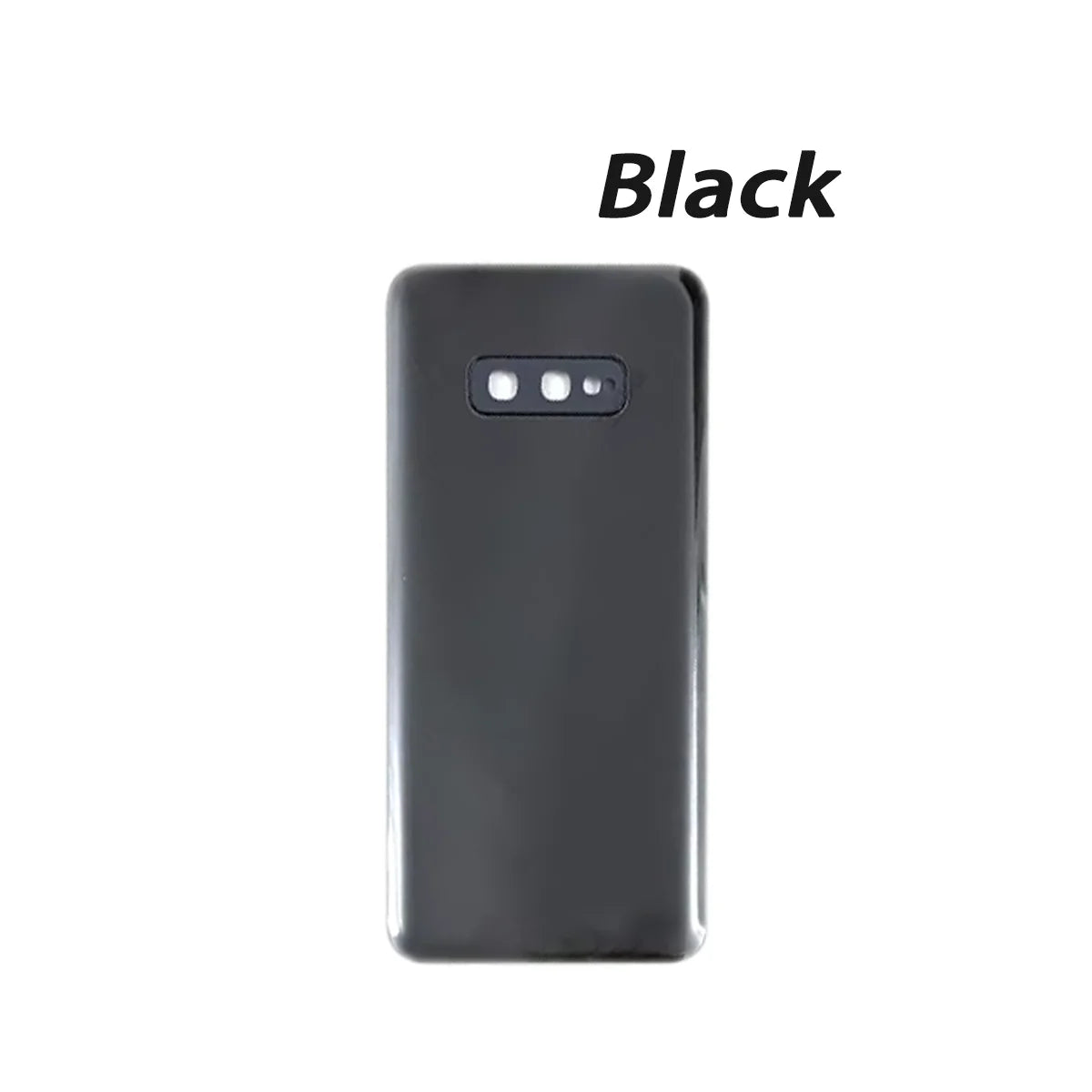 Mumzar black Samsung S10E battery back cover replacement showing glossy rear panel and camera cutout