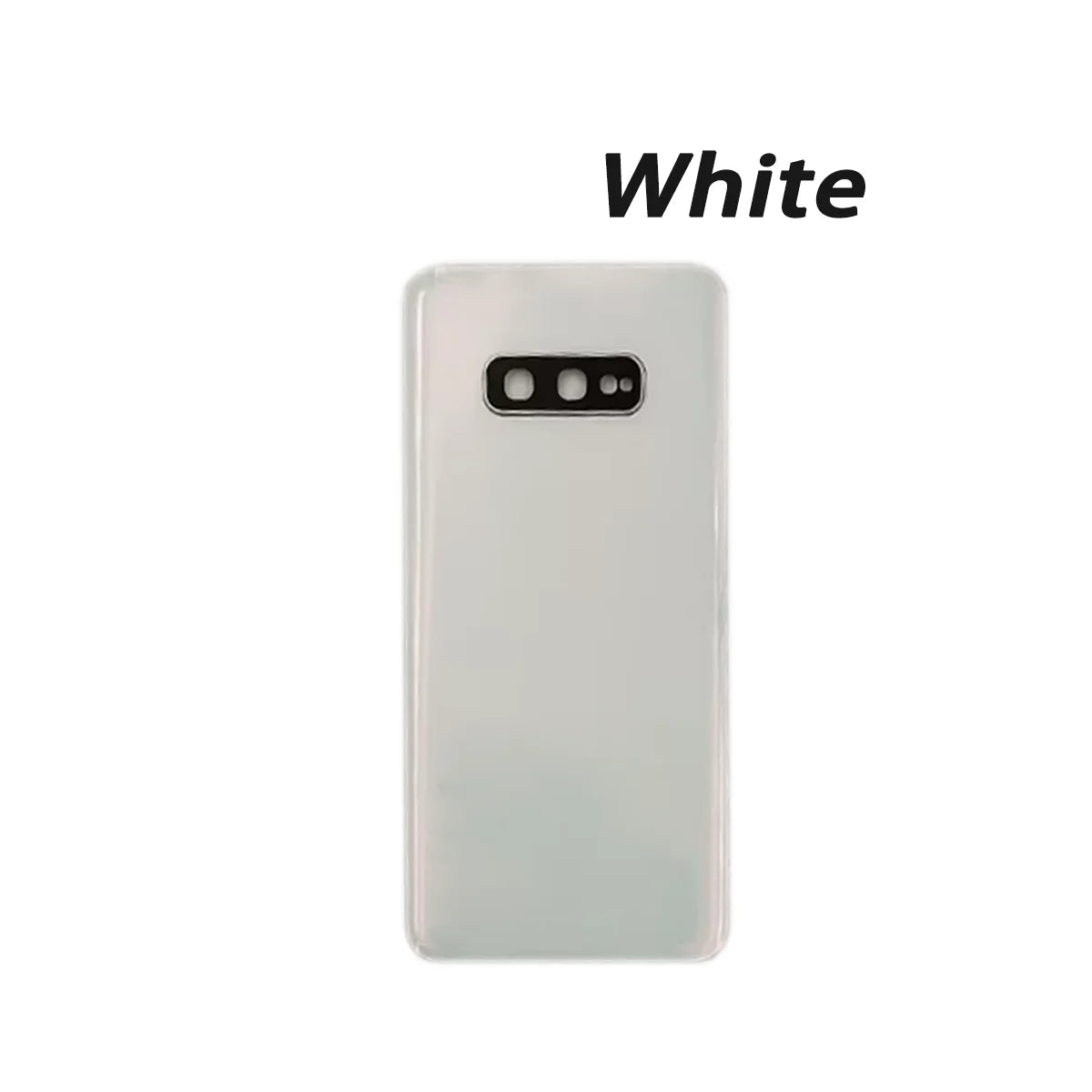 Mumzar white Samsung S10E battery back cover replacement with camera cutout and glossy finish