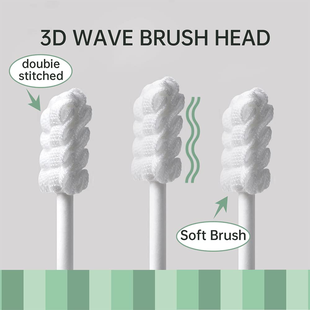 Visit the MUMOO BEAR Store baby tongue cleaner soft gauze 3D wave white double stitched soft brush heads
