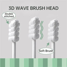 Soft baby brush heads with 3D wavy bristles, three tips shown