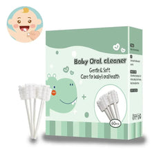 Baby oral cleaner box set with 60 brush tips and white handles