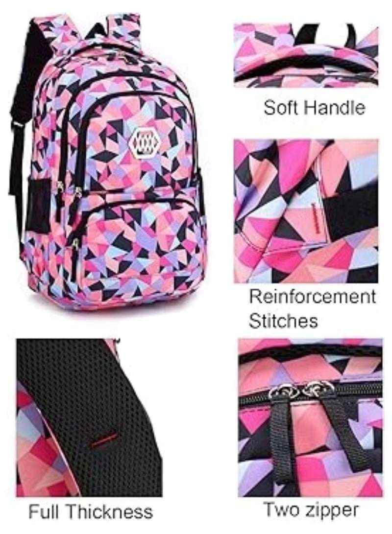 Huitich geometric rolling school bag featuring a soft handle and two zipper design