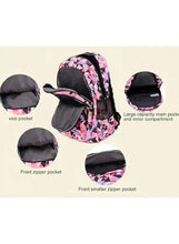 Geometric backpack with wheels showing front zipper pockets and padded back panel