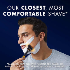 Man shaving with foam using Gillette ProGlide5 Power Blades razor for a close comfortable shave