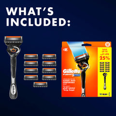 Gillette Proglide5 razor with 10 blades. Gillette Fusion5 Pro handle with ten replacement cartridges