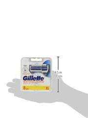 Pack of 8 Gillette SkinGuard Sensitive razor blades in blister pack showing XL label and blue white packaging