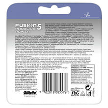 Back of Gillette Venus razor blade refill package with barcode and ingredient panel