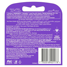 Razor blade refill package back panel with barcode and ingredient information