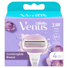Gillette Venus Comfortglide Breeze refill pack with 3 blade cartridge and floral design Venus razor blade refills for women