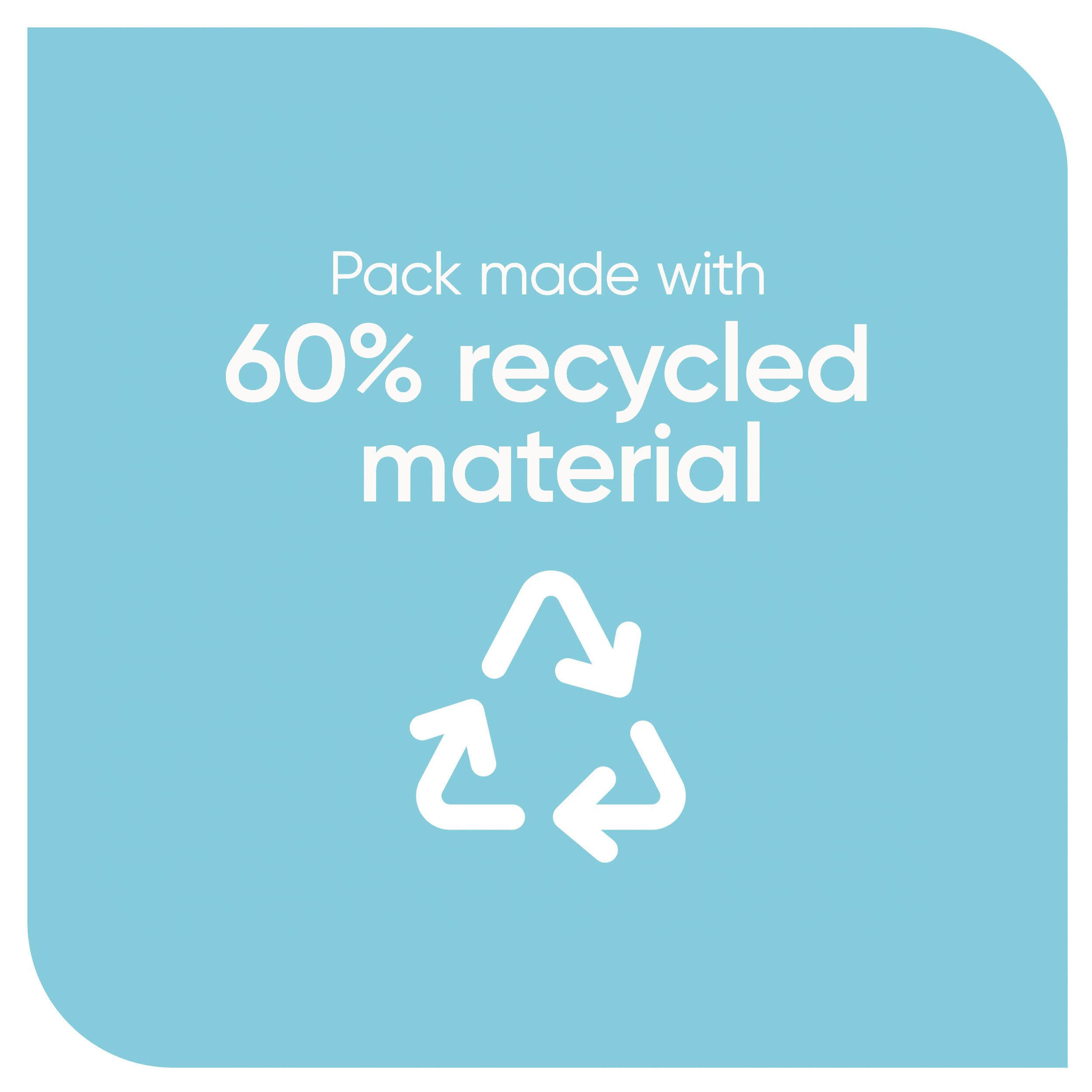Venus Simply 3 women's disposable razor packaging label showing 60 percent recycled material and recycle symbol