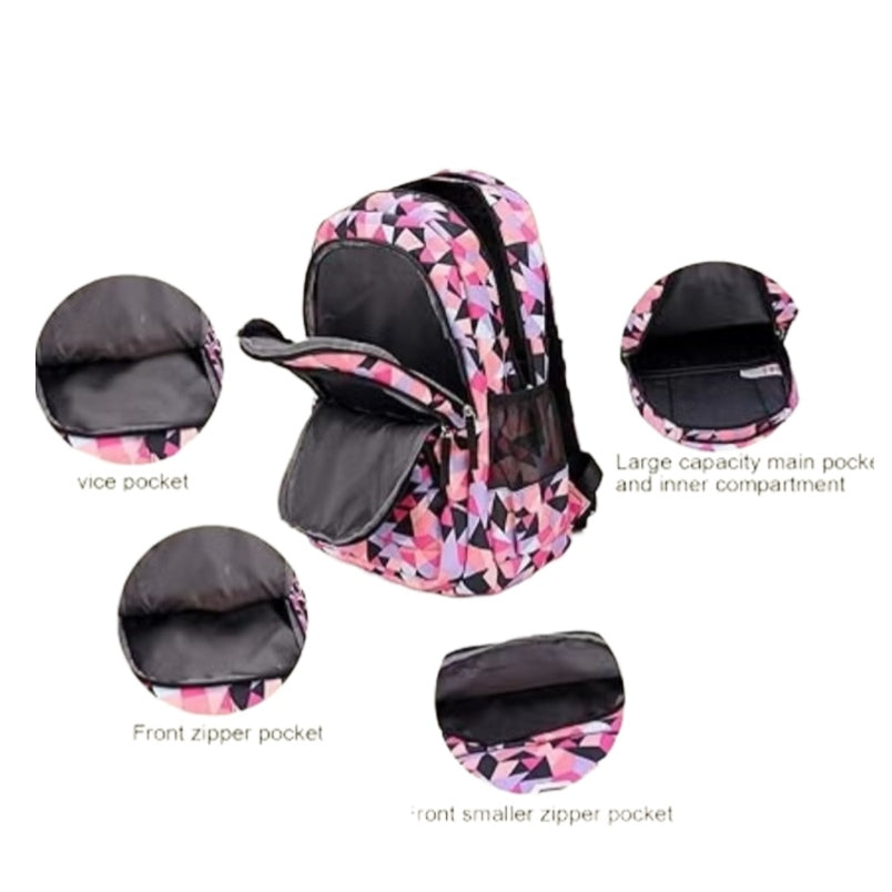 Huitich girls trolley school bag pink with multiple zippered compartments and large main pocket