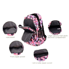 Huitich girls trolley school bag pink with multiple zippered compartments and large main pocket