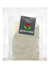 Single pouch of organic senna tea with give a tea branding and leaf icon