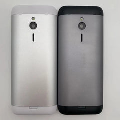 Mumzar dual sim GSM phone unlocked pair showing silver and gray phones rear view with single camera