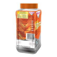 Glucon-D Tangy Orange glucose powder bottle, back label with nutrition facts