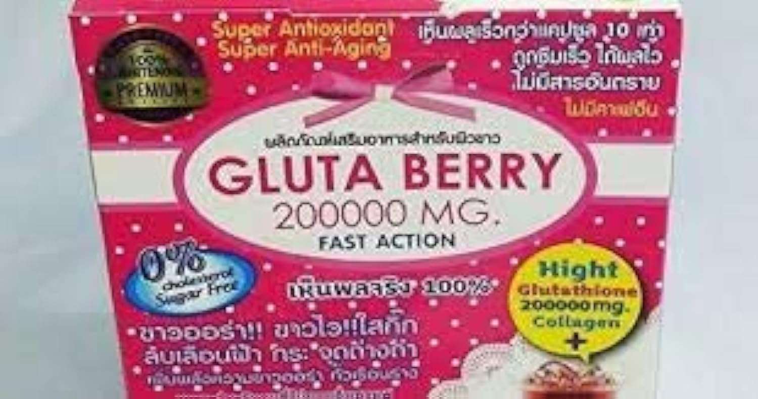 Gluta Berry whitening drink box showing 200000 mg fast action berry supplement packaging