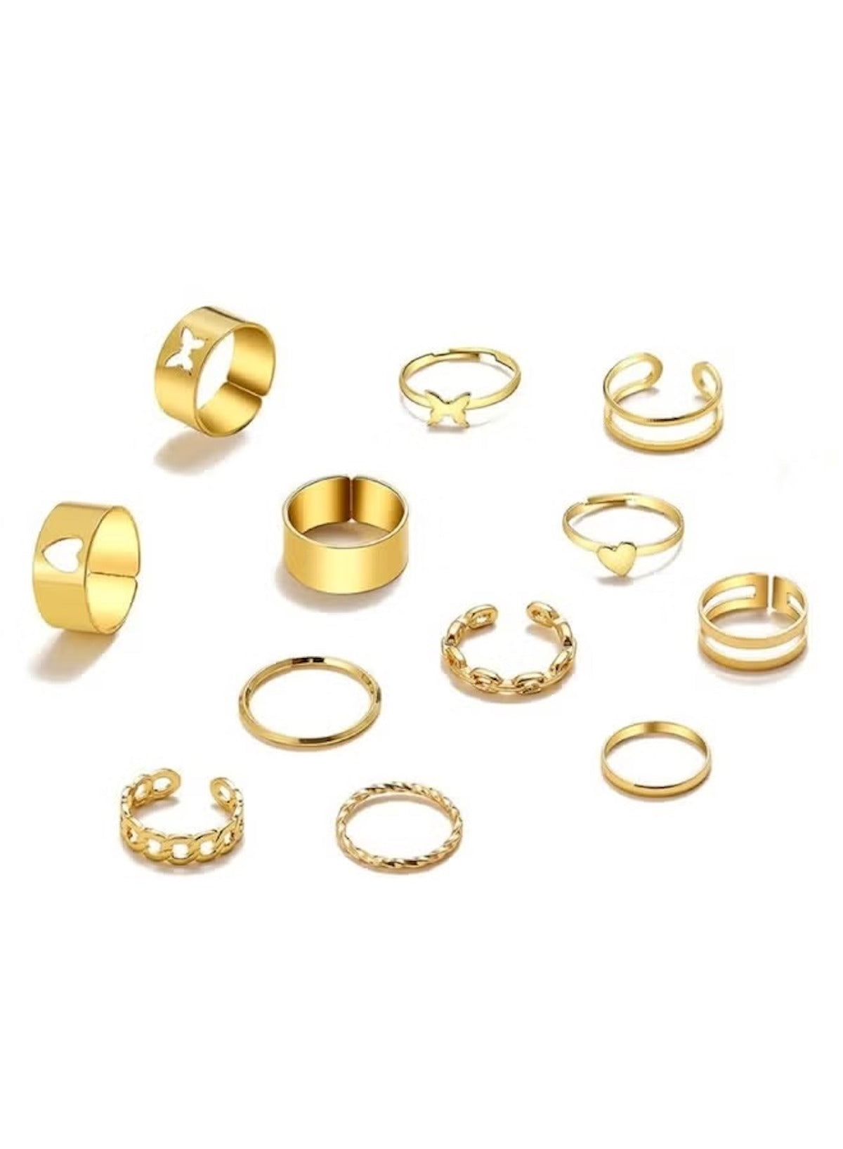 Huitich gold adjustable ring set for women featuring various designs and styles for versatile looks