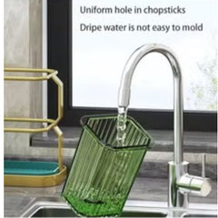 Huitich gold and green kitchen organizer with drainage feature for utensils by the sink