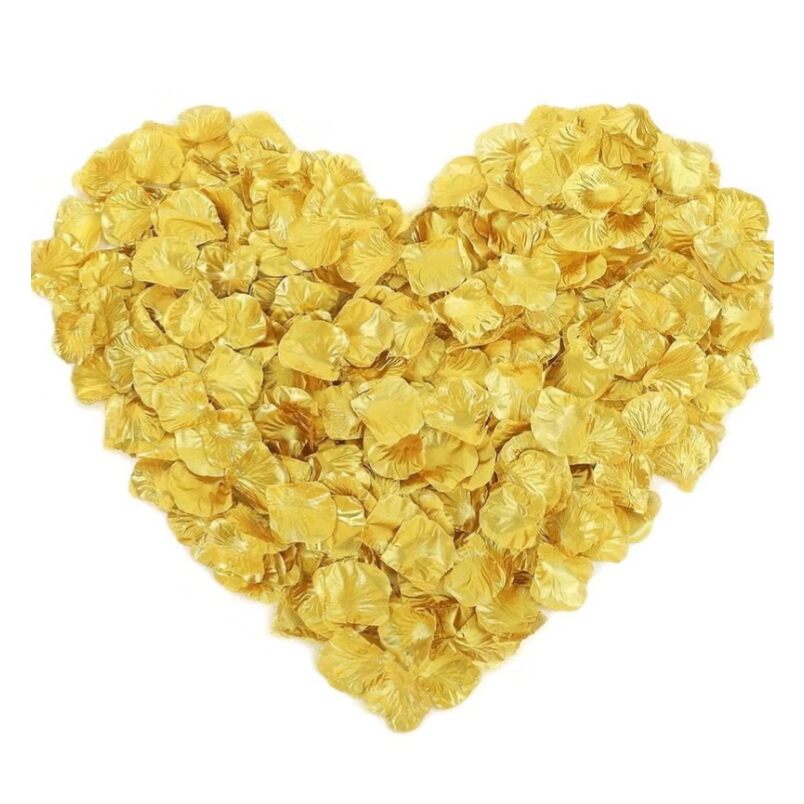 Huitich gold artificial rose petals arranged in a heart shape made of artificial silk rose petals