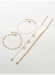 Huitich gold butterfly anklet set featuring delicate chains and butterfly accents for stylish layering