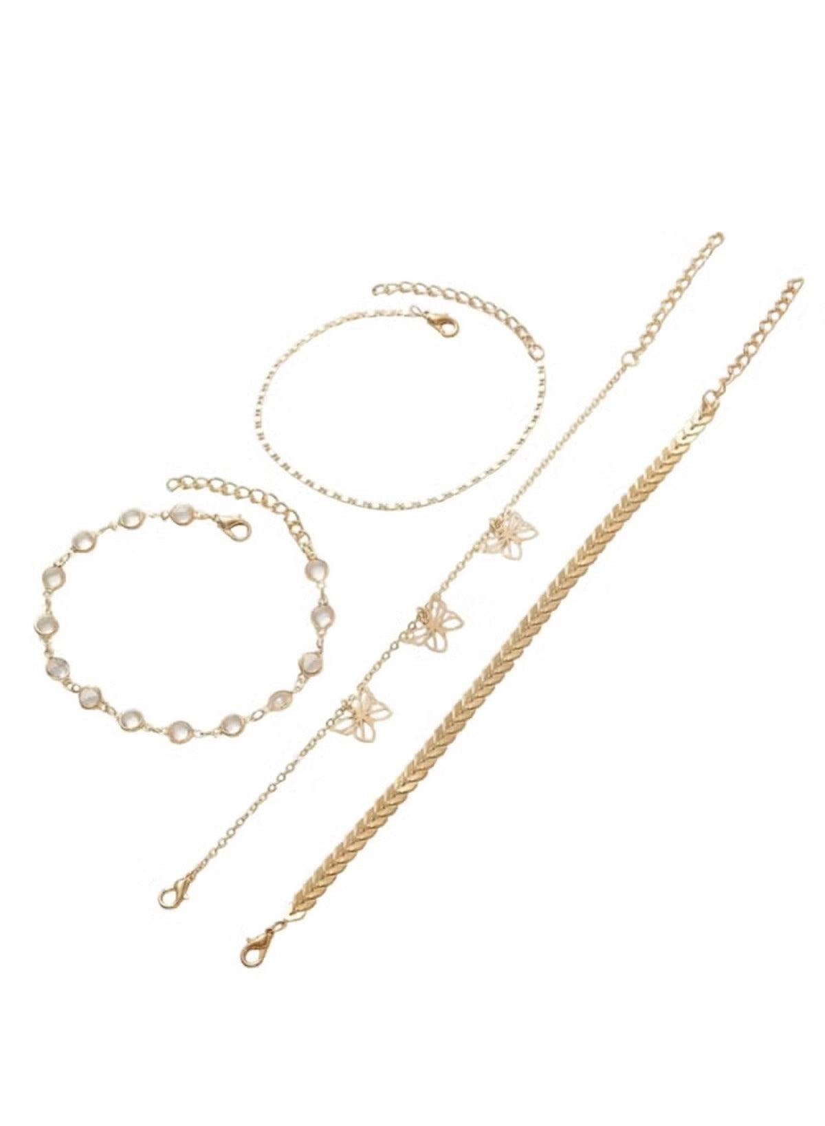 Gold butterfly anklet set featuring delicate chains and elegant butterfly designs for stylish accessorizing