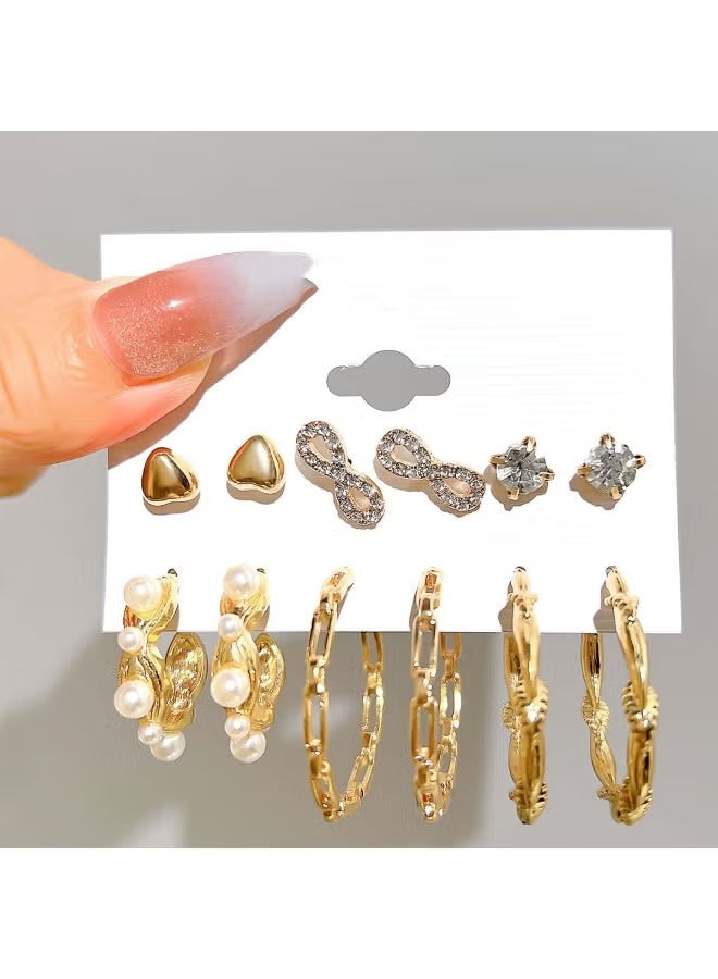 Huitich gold earring set for women featuring various styles including hoops and studs