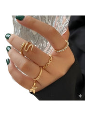 Stylish gold fashion ring set for women featuring elegant designs and sparkling accents