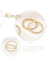 Gold-tone fashion ring set with braided and twist bands (3 rings shown)
