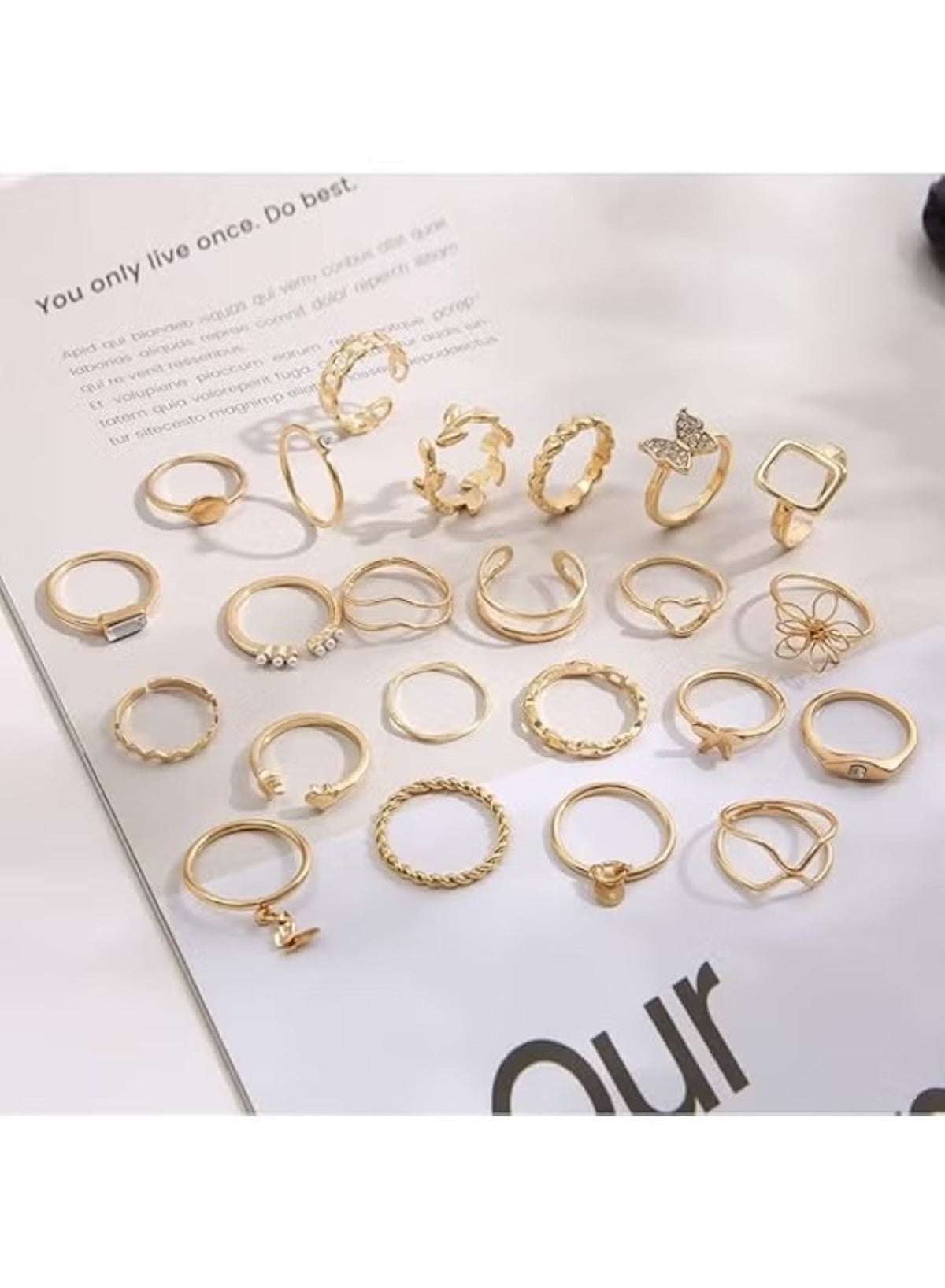 Huitich gold fashion ring set for women featuring various stylish designs and sizes