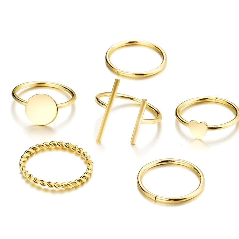 Huitich gold fashion rings set with various designs including heart, twisted, and simple bands